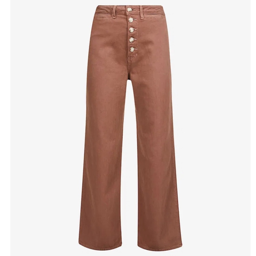 Reformation Lexi High Rise Wide Leg Jeans Rye Brown Organic Cotton Size 28